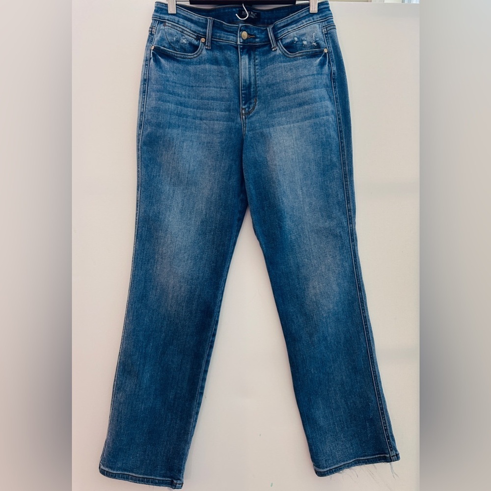 Judy Blue Dad Jean 11/30 High Rise Straight Leg Distressed Hidden Pocket - Picture 3 of 11